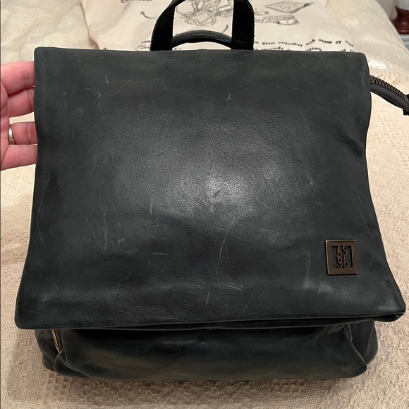 NWT A.S.98 Eco-Friendly Vintage Leather Backpack in Emerald and black.Stunning! - Picture 4 of 16